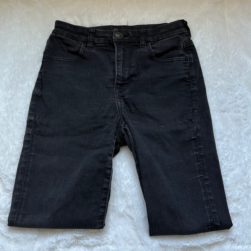 Black American Eagle Curvy Hi-Rise Jeggings - Sz: 4 Short